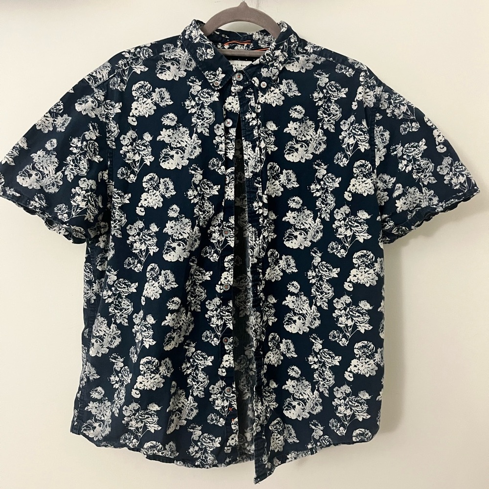 Cactus Man Ricky Singh navy and white floral button up